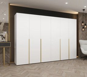 Šatníková skriňa 300 cm Alice 1 (biela + zlatá). Akcia -20%. Vlastná spoľahlivá doprava až k Vám domov. 1126139