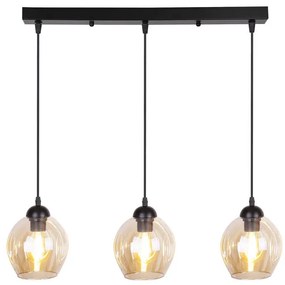 Candellux Čierno-hnedý závesný luster Aspa pre žiarovku 3x E27 33-00606