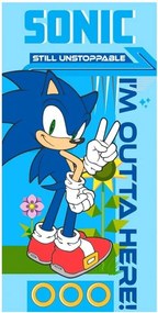 Bavlnená plážová osuška nezastaviteľný Ježko Sonic - 100% bavlna - 70 x 140 cm