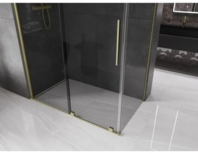 Mexen Velar, sprchový kút s posuvnými dverami 150 x 80 cm, 8mm šedé sklo, zlatá matná, 871-150-080-41-55