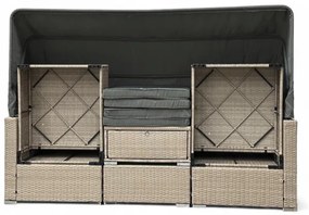 Modulárny ratanový nábytok s tienidlom v hnedej farbe