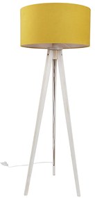 Stojacia lampa s trojnožkou biela so žltým látkovým tienidlom 50 cm - Tripod Classic