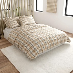 Mikroplyšové obliečky PLAID krémové Rozmer obliečky: 2 ks 70 x 90 cm | 200 x 220 cm