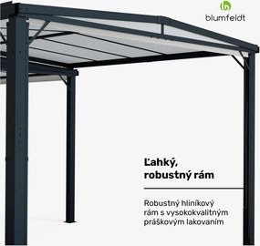Blumfeldt Pantheon Cortina Solid Sky Expand záhradný altánok 3x6, odolný voči poveternostným vplyvom, rozťahovací