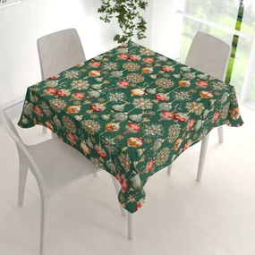 Biante Bavlnený štvorcový obrus Sandra SA-529 Vianočné banky na zelenom 100x100 cm