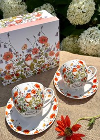 Porcelánová šálka s podšálkou Wild Birds 280 ml sada 2ks
