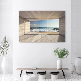 Obraz na plátně, Pohled moře z okna - 120x80 cm