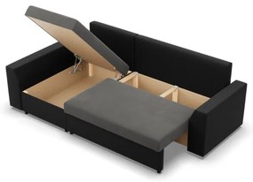 Rohová rozkladacia sedačka LUGO tmavosivá / čierna
