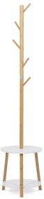 Autronic - Věšák dřevěný stojanový, masiv bambus, bílá barva + přírodní odstín - DR-N1004 WT