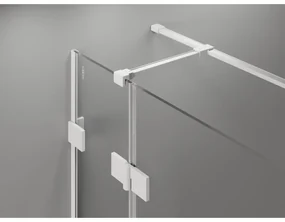 Mexen Lunar T, pravý výklopný sprchový kút 140 x 120 cm, 8mm číre sklo, biely profil, 834T-140-120-20-00-P