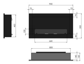 InFire - Vstavaný BIO krb 90x50 cm čierna