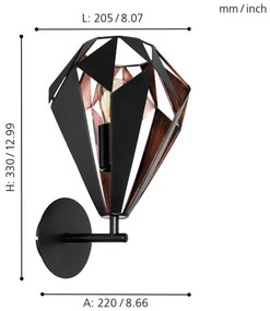 Eglo 49992 - Nástenné svietidlo CARLTON 1 1xE27/60W/230V