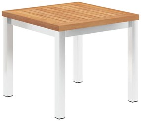 vidaXL Záhradný príručný stôl 45x45x38 cm teakový masív a nehrdzavejúca oceľ
