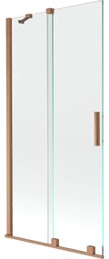 Mexen Velar, 2-krídlová posuvná vaňová zástena 90 x 150 cm, 8mm číre sklo, medená matná, 896-090-000-01-65