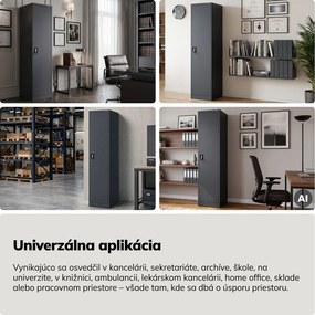 Skriňa na spisy kartotéková na kľúč antracitová, 450x1850x600 mm: ALEX D600