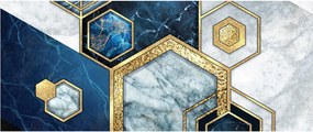 Obraz - Mramorové hexagóny (120x50 cm)
