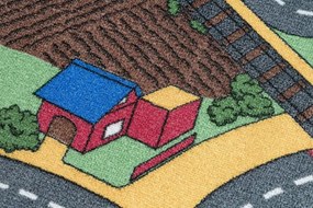 Detský koberec REBEL ROADS Playtime 95 Mesto protišmykový - sivý / zelený