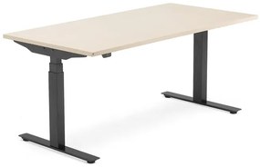Výškovo nastaviteľný stôl MODULUS, T-rám, 1600x800 mm, breza/čierna