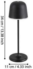 Eglo 900457-LED Stmievateľná vonkajšia lampa MANNERA 2,2W/5V 1800 mAh čierna IP54