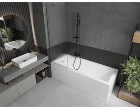 Mexen Next, 1-krídlová vaňová zástena 60 x 150 cm, 6mm sklo Ribs, brúsená grafitová, 895-060-000-00-09-66