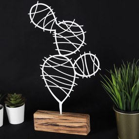 Kovová dekorácia Cactus Round 40 cm biela