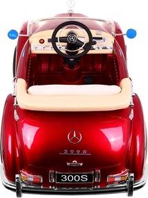 Ramiz Mercedes Benz 300S Retro pre deti Červený lak + diaľkové ovládanie + EVA + pomalý štart + LED MP3