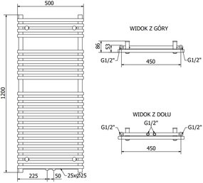 Mexen Sol vykurovacie teleso 1200 x 500 mm, 569 W, čierna, W125-1200-500-00-70