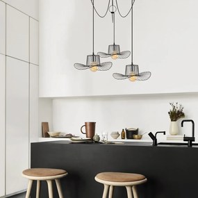 Čierne závesné svietidlo pre 3 žiarovky Opviq lights Tel Hat