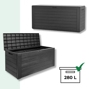 Prosperplast Úložný box WOODEBOX, 280L, 120x46x57cm, antracitová