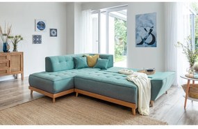 Tyrkysovomodrá rozkladacia rohová pohovka (ľavý roh) Dazzling Daisy – Miuform