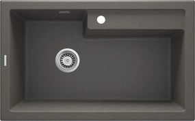 Deante Eridan, granitový drez na dosku 800x500x214 mm, 3,5" + priestorovo úsporný sifón, 1-komorový, antracitová metalíza, DEA-ZQE_T10B