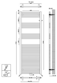 Aqualine Sapho, ALYA vykurovacie teleso rovné 600x1760 mm, stredové pripojenie, chróm, 1145-12