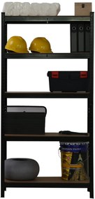 Kovový regál BestBerg BBMS-10B / 90 x 180 x 40 cm / 5 políc / čierna / hnedá