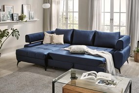 Rohová sedacia súprava Paris, modrá látka, ľavý roh