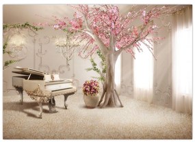 Obraz - Snový interiér s klavírom (70x50 cm)