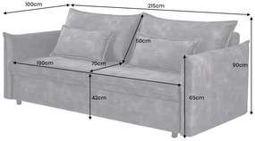 Rozkladacia pohovka APARTMENT 215 cm velvet sivá