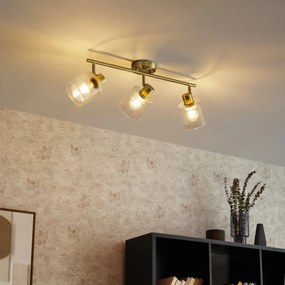 Stropné bodové svietidlo zlaté so sklom 3-svetlo nastaviteľné - Laura