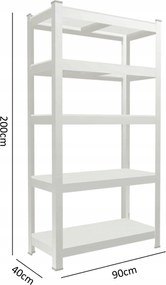 CH 5- policový kovový úložný regál Tosca VIII. 200 X 90 X 40 cm