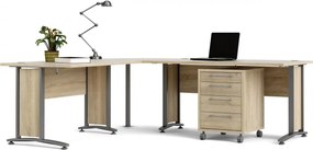 Rohový psací stůl Officer 80400/304 230 cm s kontejnerem dub Sonoma/stříbrný