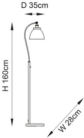 Endon 98748 - Stojacia lampa FRANKLIN 1xE27/10W/230V mosadz/čierna