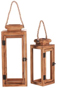 Autronic - Lucerna dřevěná - čtyřboká, cena za sadu 2 ks - DA204