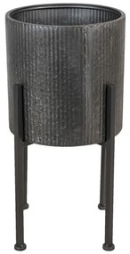 Šedý kovový kvetináč v stojane Oteks - Ø 30*60 cm