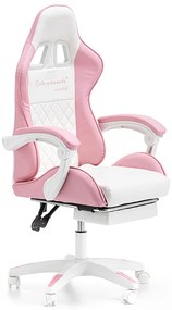 Detská herná stolička s podnožkou a masážnou opierkou - ružová