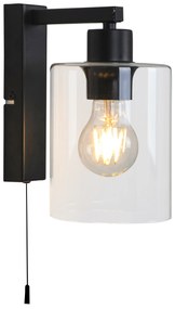 RABALUX Nástenné osvetlenie s ťahovým vypínačom MIROSLAW, 1xE27, 40W, čierne
