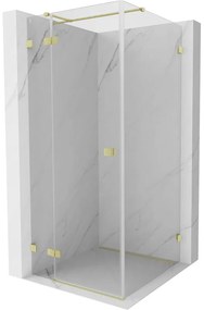 Mexen Lunar T, sklápací sprchový kút ľavý 110 x 110 cm, 8mm číre sklo, zlatý kartáčovaný - 834T-110-110-55-00-L