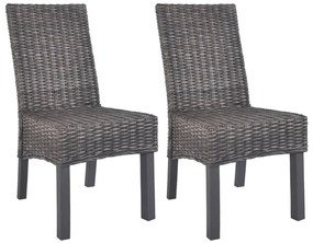 Jedálenské stoličky 2 ks, hnedé, kubu ratan a mangové drevo