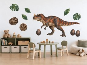 Ceratosaurus a skameneliny realistické dinosaurie nálepky do detskej izby pre chlapcov na stenu arch 46 x 33 cm