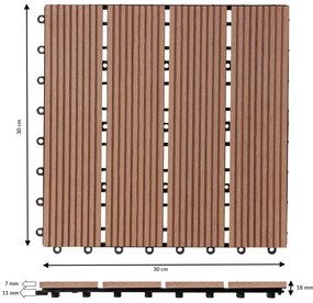 InternetovaZahrada WPC dlaždice - sada 11 ks, 30x30 cm klasická terakota