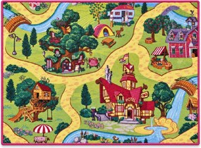 Vopi, Detský kusový koberec Rozprávková dedina, 95x133, viacfarebná, detská izba