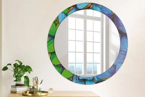 Okrúhle ozdobné zrkadlo Modrý a zelený motýľ fi 80 cm